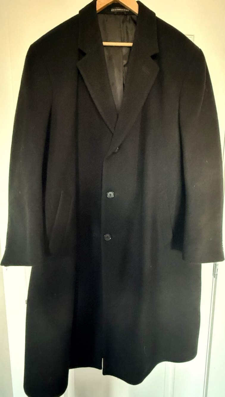 Vintage London Fog Men's 48R Black Wool Blend Single Breasted Overcoat Topcoat
